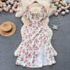 Puff Sleeves Summer Slimming Mori Style Split Dress