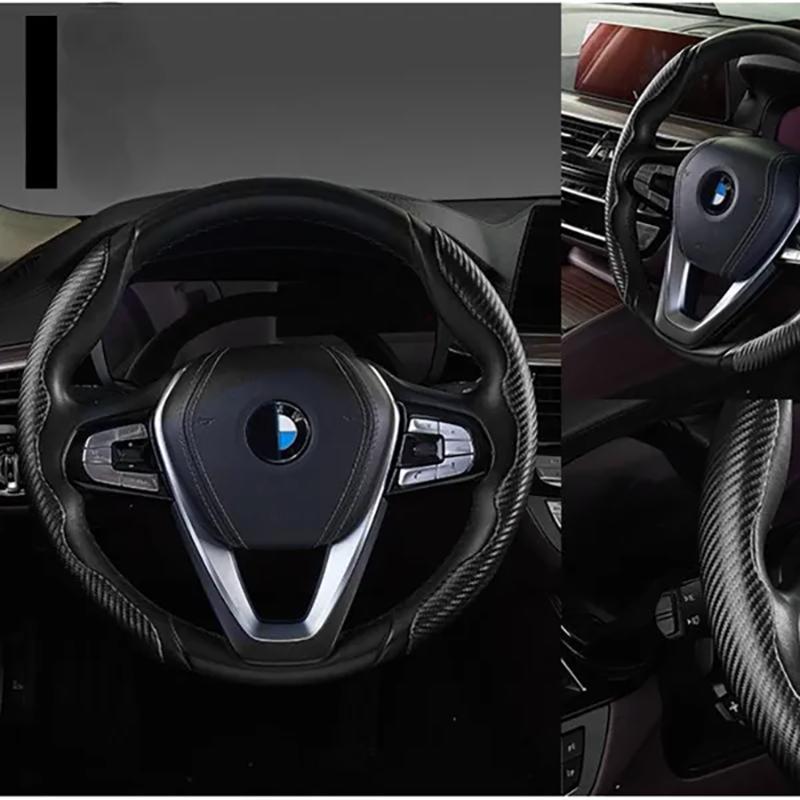 Nova camurça de fibra de carbono peças de automóvel segurança anti-deslizamento capa de volante universal protetor de volante do carro para acessório do carro