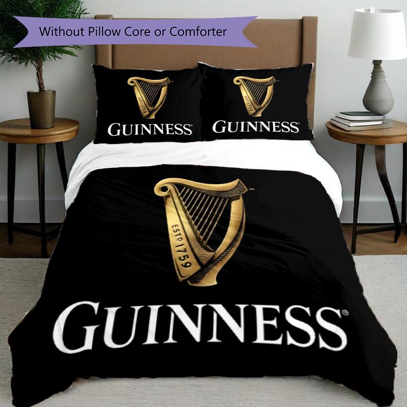 3pcs Duvet Cover Set (1*Duvet Cover + 2*Pillowcase, Without Core), Guinness Draught Print Bedding Set, Bedroom Decor, All‑Season, Gift