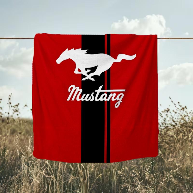 1PC Mustang Blanket Flannel Throw for Sofa, Indoor, Camping, Living Room, Office, Chair, And Bed Soft Birthday Christmas Gift