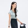 Yalida Women's U-Neck Flying Sleeve Short-Sleeved Knitted Sweater