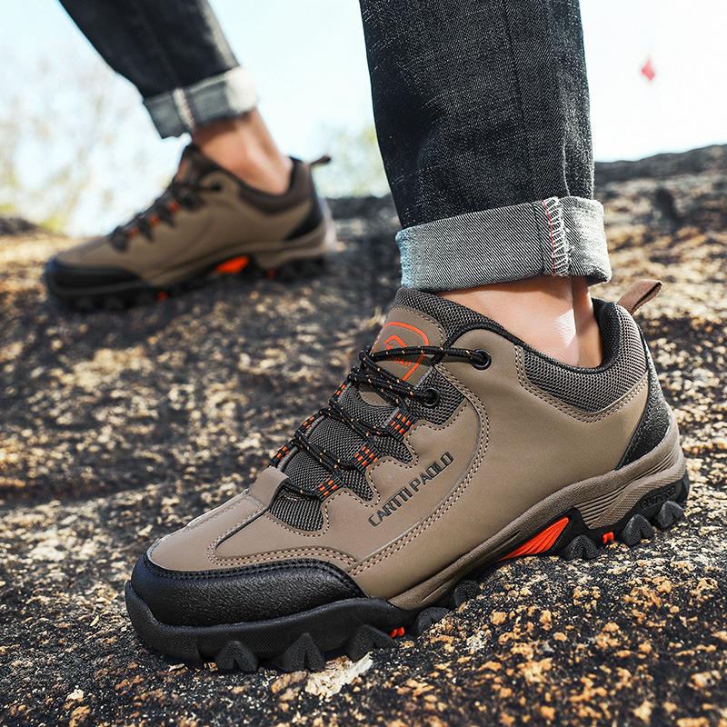 Fashion Gray Hiking Shoes For Men Outdoor Non-slip Trekking Climbing Shoes Man Comfortable Low Lace-up Casual Men's Travel Shoes