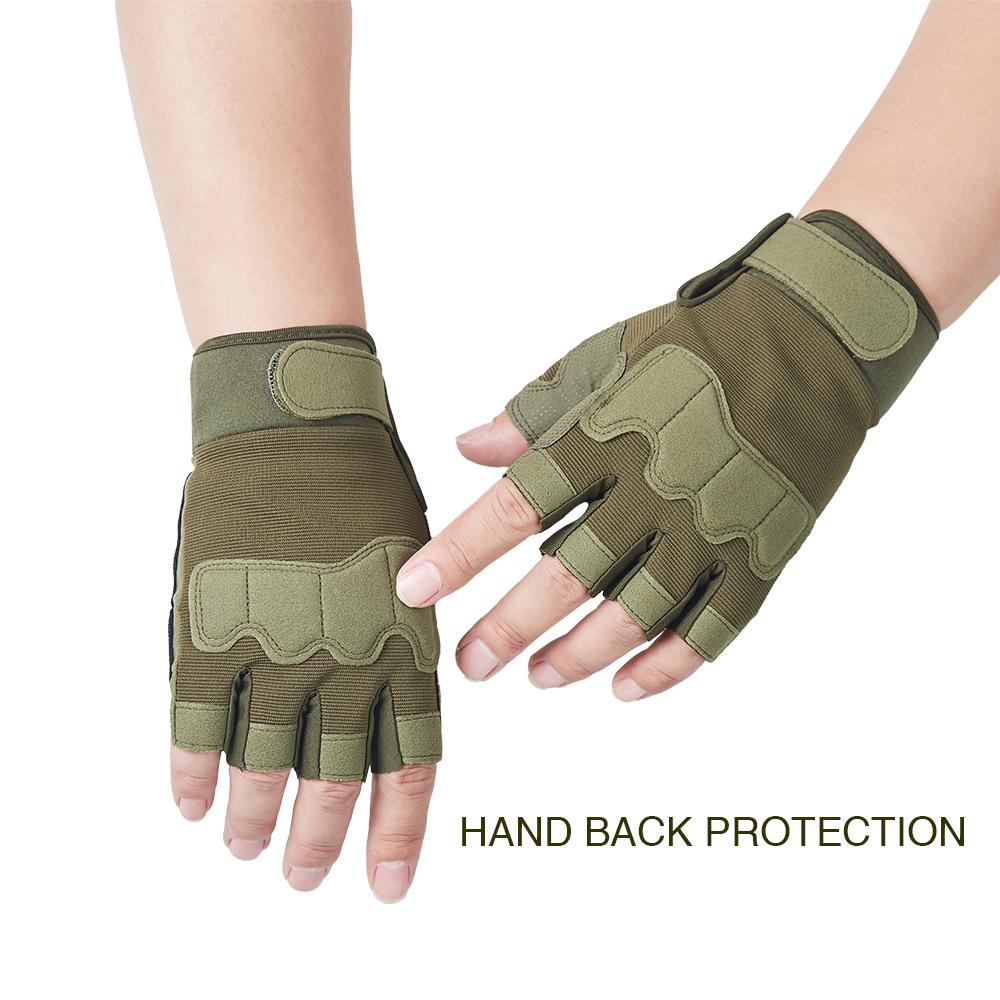 Tactical Gloves Fingerless Gloves for Men Riding Work Gear Anti Skid Camo Fleece Half Finger Gloves