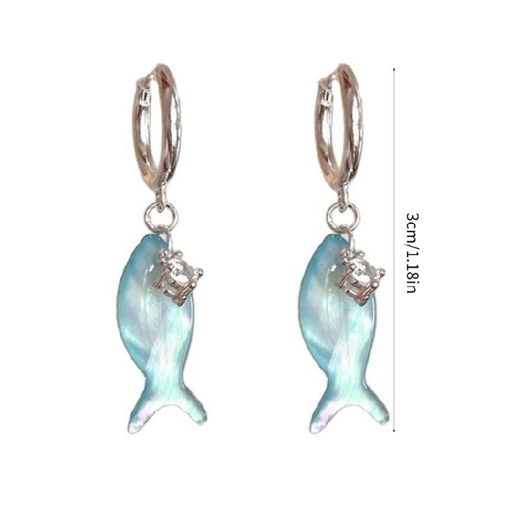 Vibrant Ocean Style Dangle Earrings Lightweight Blue Fish Shaped Ear Rings Fashion Ear Accessory for Casual Outings