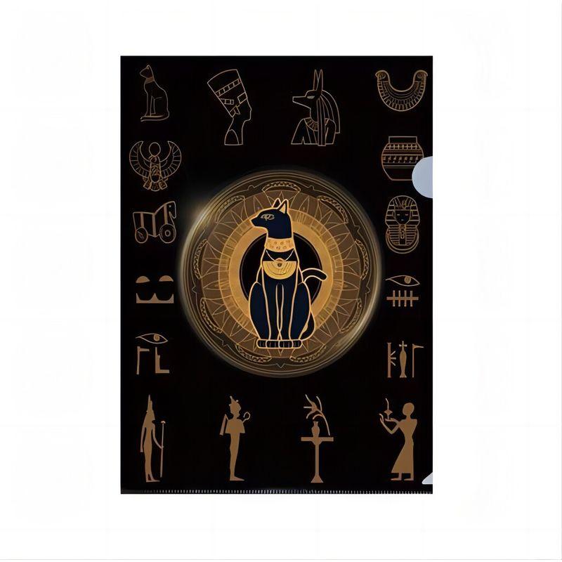 

Meet Museum Egypt Gold Mummy Gradient Blue Night L-Shaped Buster Folder Office Learning Stationery Mysterious Buster(Black Gradient)