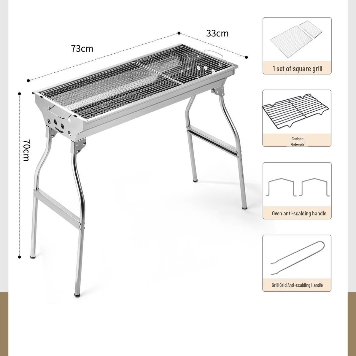 

Большой портативный складной угольный гриль-барбекю из нержавеющей стали для использования на открытом воздухе и дома 10-50 sets