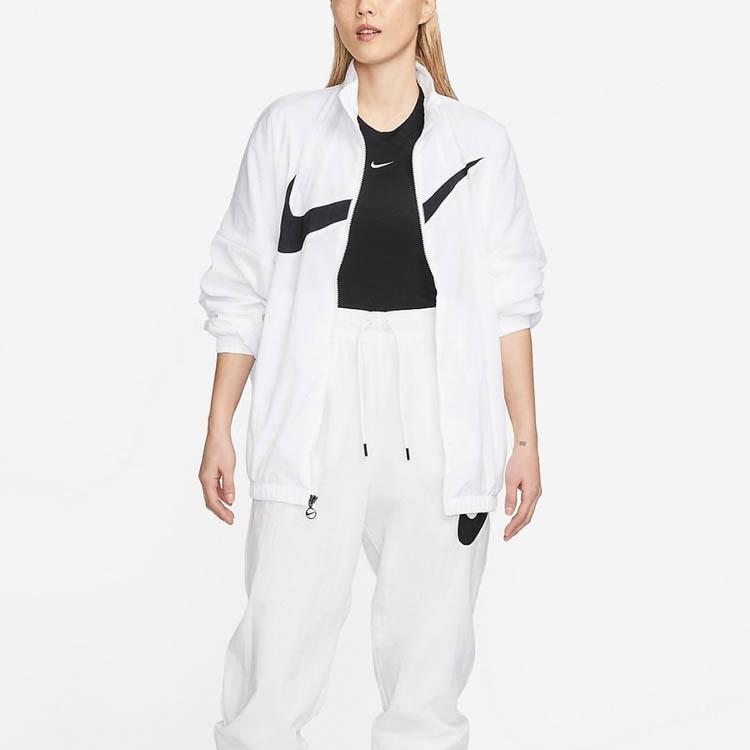 Nike Logo Print Windbreaker Loose Stand Collar Jacket Women Outerwear White DX5865-100