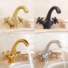 Double Handle Vintage Faucet for Bathroom Sink Hot Cold Mixing Tap
