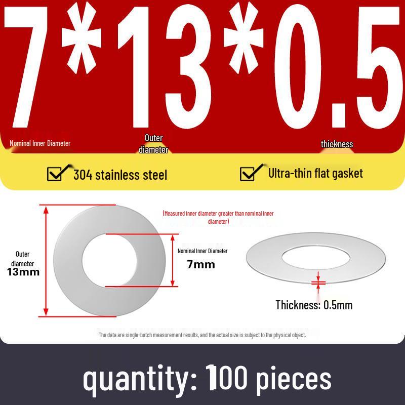 Plochá podložka z nerezové oceli 304 pro nastavení vůle hřídele (0,1/0,2/0,3 mm)