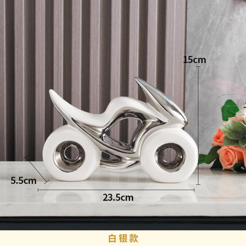 Creative Ceramic Motorcycle Ornaments Geometric Shape Desktop Decoration Ceramic Crafts TV Cabinet Sense Home Decoration Gift