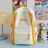 Nylon Backpack For Teens With Colorful Splicing And Letter Print For Daily Use
