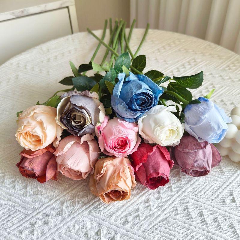 10pcs Rose Artificial Flower Burt Edge Fake Rose Stems 50cm for Wedding Home Hotel Event Floral Arrangement Decoration