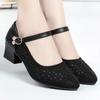 women classic high quality grey mesh breathable buckle strap wedge heel shoes lady black comfort heel shoes ab639