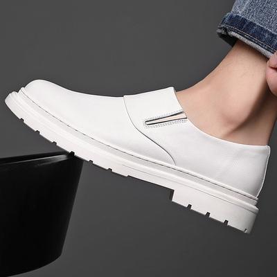 New White Small Leather Shoes Men's Fashion British Casual Shoes Spring and Summer Men's Business Suit White Shoes