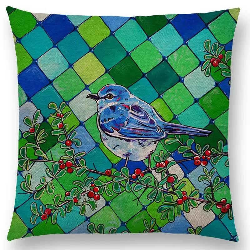 Oil Painting Animals ELK Cushion Cover Deer Lion Dogs Fox Bird Horse Sofa Throw Pillow Case