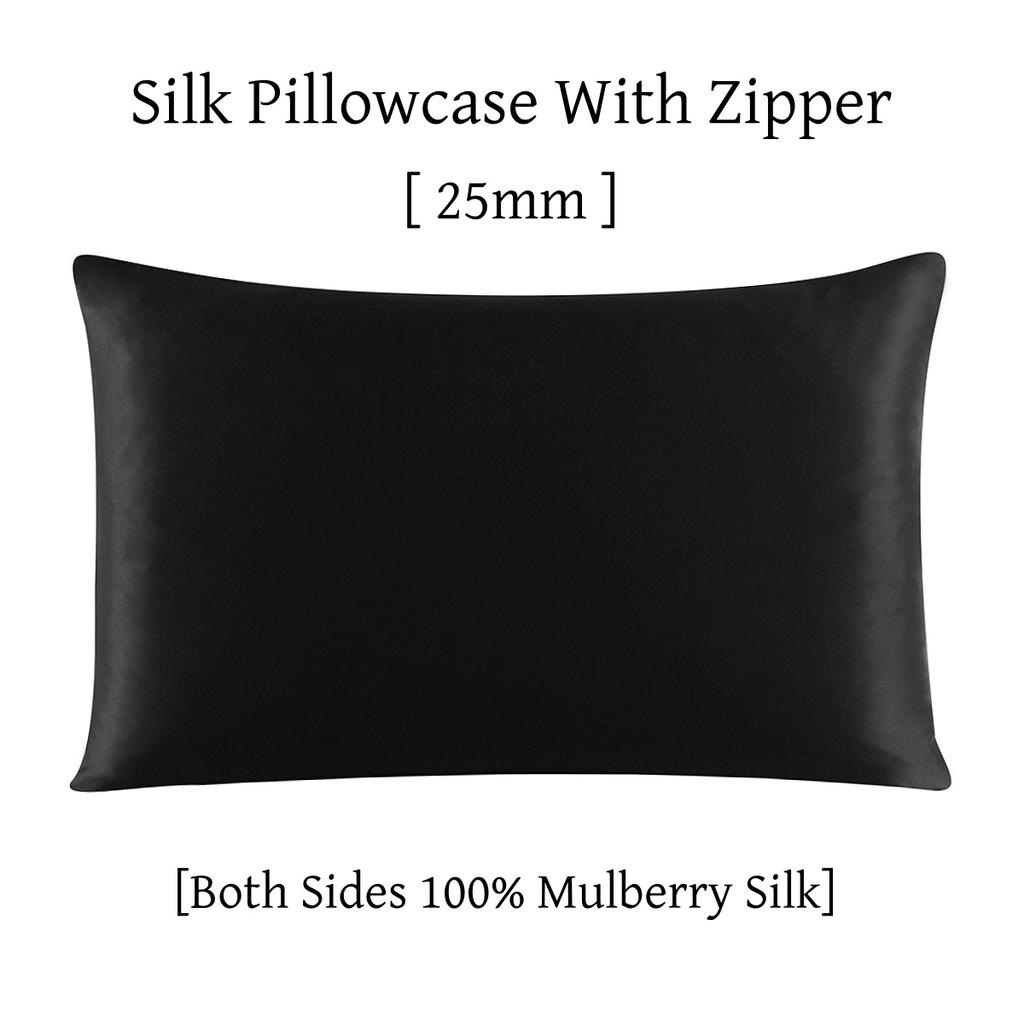 25MM Pure Silk Zipper Pillowcase 1pc 100% Nature Mulberry Silk Pillow Cover Single pillow Case