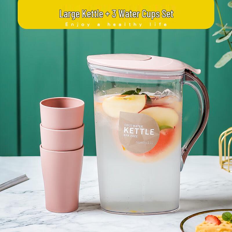 A1 Plastic Cold Water Pitcher Set 2.1L Pitcher + 3 Cups