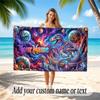 Dinosaur Theme Quick Dry Beach Towel Custom Name Text Print Large Sand Resistant Towel Beach Vacation