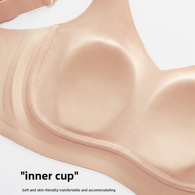 Plus Size Rabbit Ear Cup Minimizer Bra, Wireless Thin Soft Support Lifting Anti-Sag Side Gathering Bra for Full Bust Women