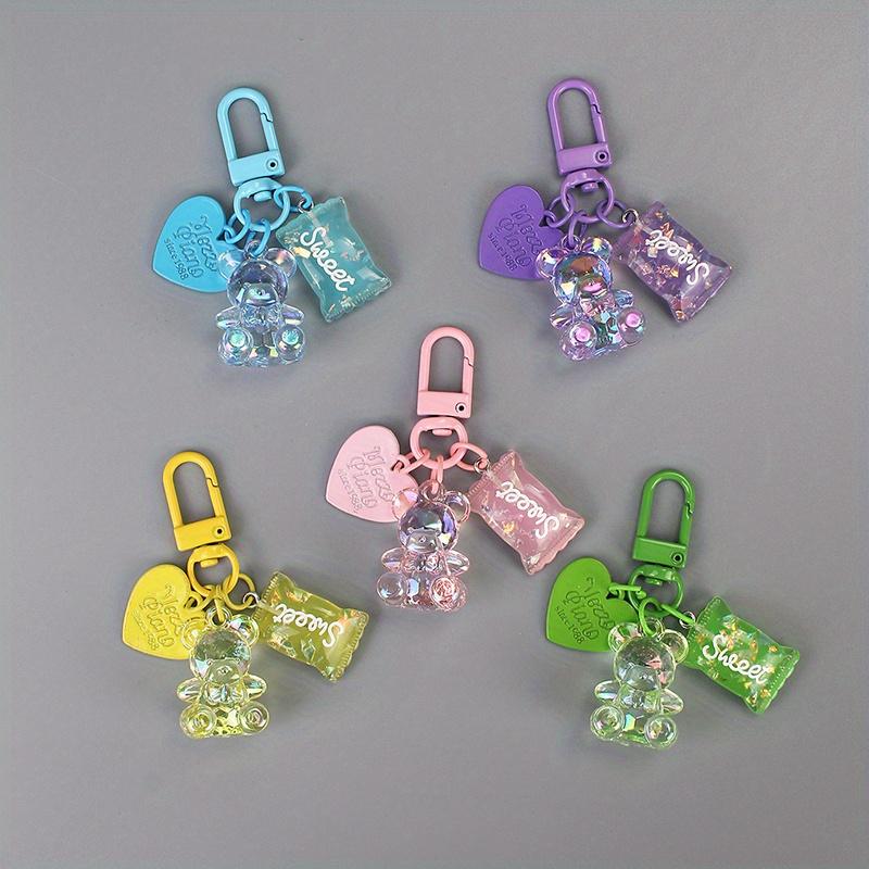 Cartoon Heart Bear Animal Candy Keychain Key Ring For Friend Lovers Cute Creative Bag Car Earphone Box Key Accessories