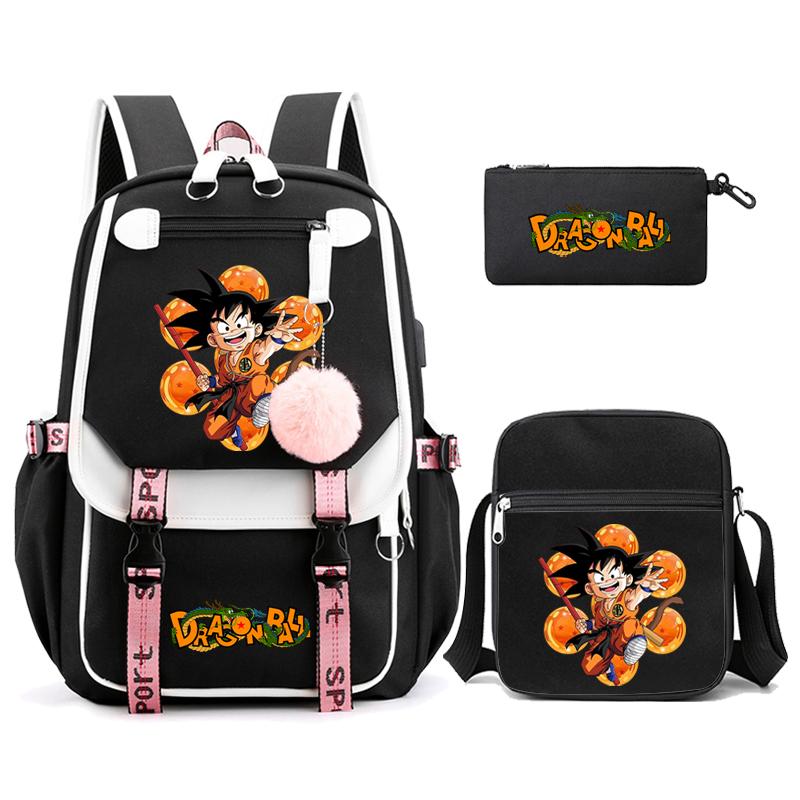 3Pcs/set Anime Dragon Ball Daily Laptop Backpack Lightweight bag for Men Women Travel Bag Student Girl Boy Back To School Unisex Bagpack Mochila