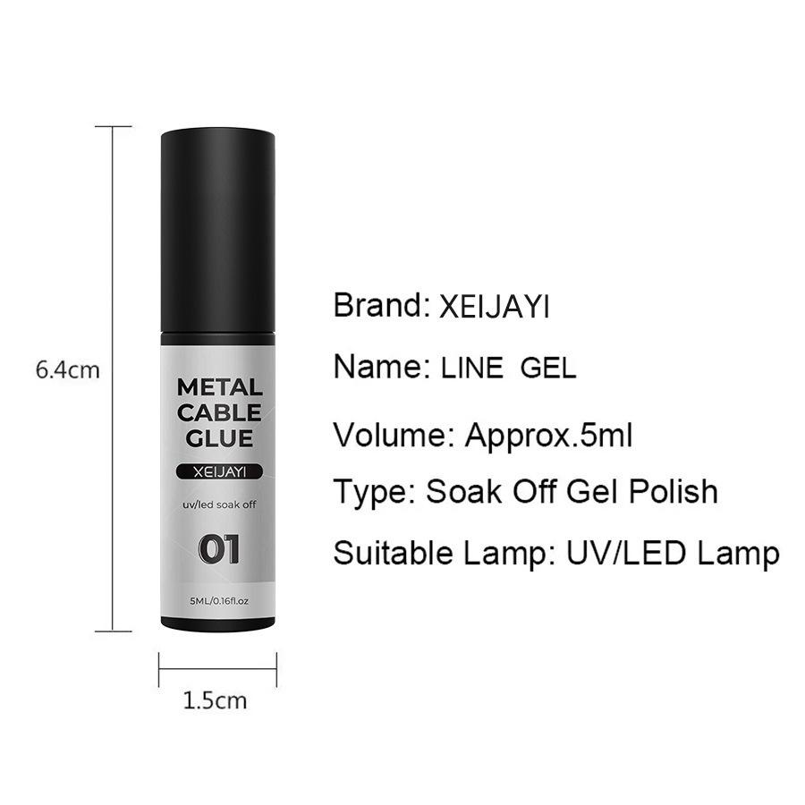 5ml Professional Metallic Nail Line Stripe Gel Polish High-Density Metal Gel for Detailing Edge Drawing Nail Art Tool (UV/LED Cured)