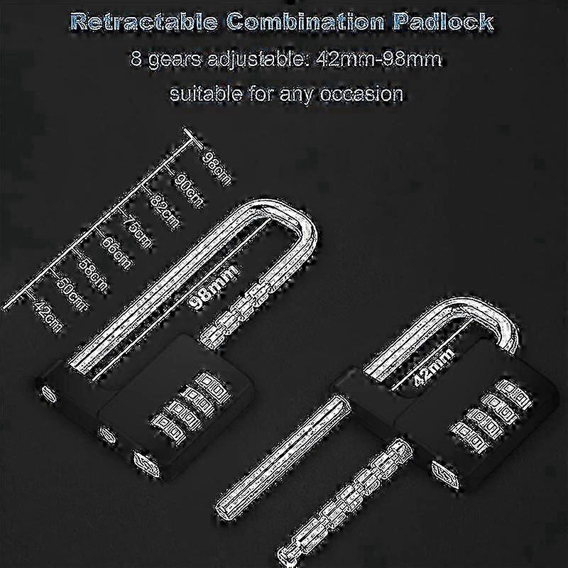 Combination Padlock Outdoor Waterproof Heavy Duty with Code Multifunctional Adjustable Long