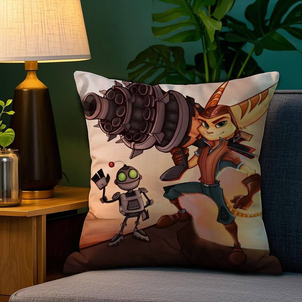 Cartoon RRatchet N CClank Pillow Case Plush Fabric Soft Double Sided Print Sofa Cushion Cover Throw Pillow Covers