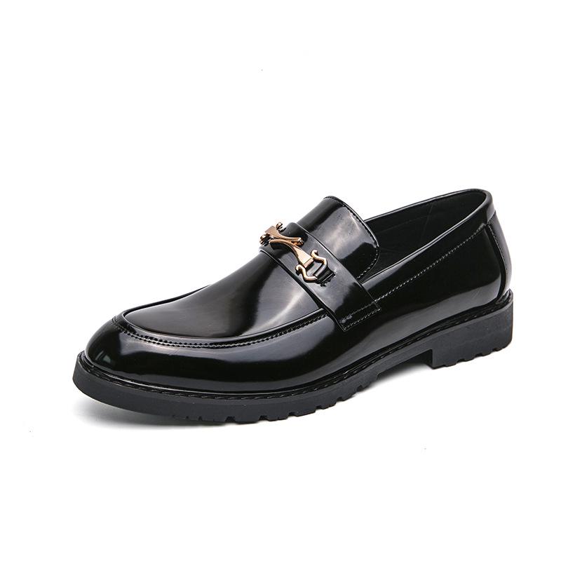 Men s Patent Leather Slip-On Loafers - Business Casual Hairstylist Shoes 44 чёрный