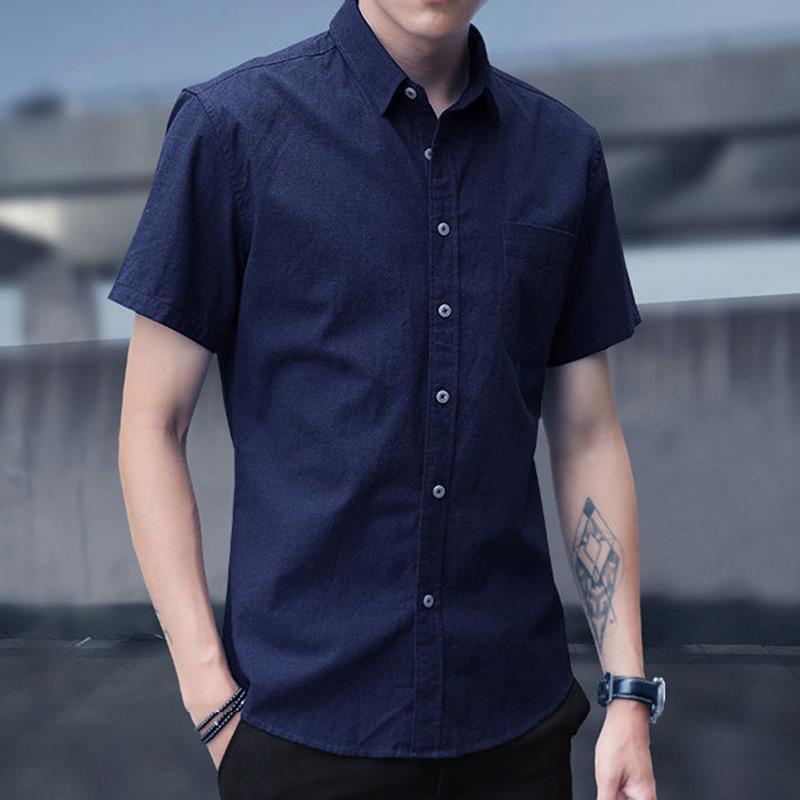 Men's Korean Style Summer Casual Short-Sleeve Oxford Shirt