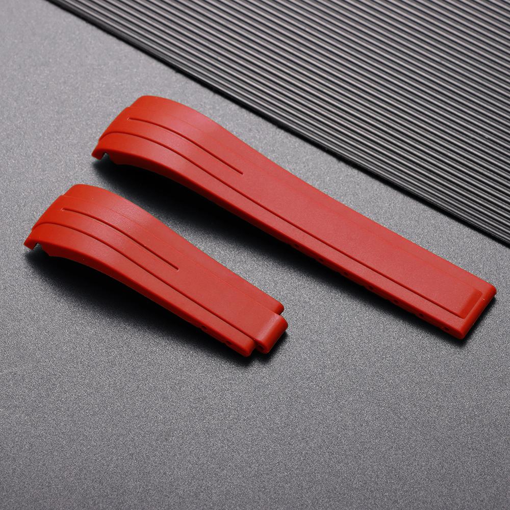 20 21 22mm Měkký silikonový řemínek Zakřivený gumový řemínek na hodinky pro Rolex Muži Ženy Sportovní náramek Skládací přezka Řemínek na zápěstí