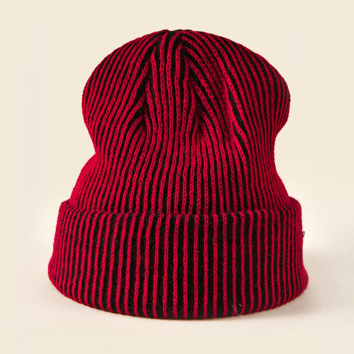 

Striped knitted hat Winter outdoor wool hat European and American acrylic men s and women s cycling hat Ear protector Warm crimped hat adjustable