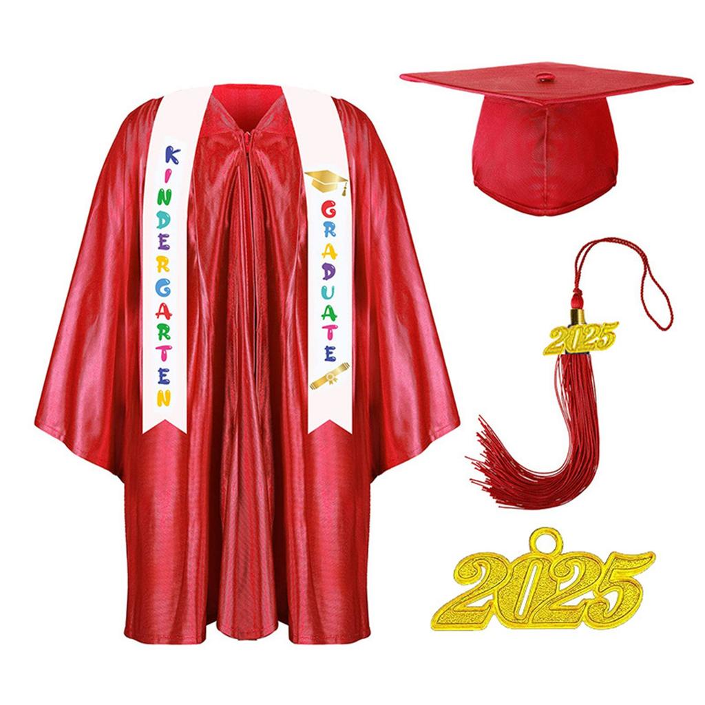 Kindergarten Graduation Cap With Tassel & Printed Gown. Perfect For Memorable Pos And Ceremonies