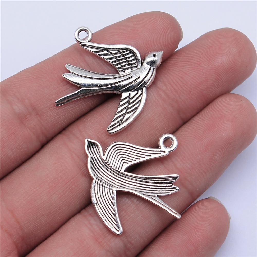 10pcs Bird Charms Antique Silver Color Bird Charms Pendants For Bracelets Flying Bird Charms Making Jewelry