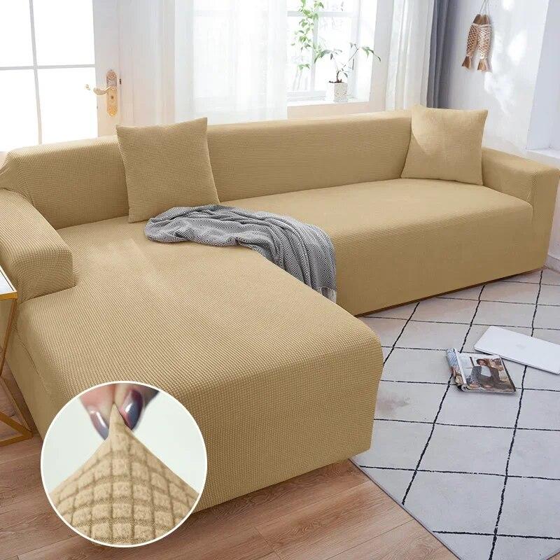 Solid Color Sofa Cover 1/2/3/4 Seater Sofa Cover for Living Room Elastic Spandex L Shaped Corner Sofa Cover Couch Cover for Sofa