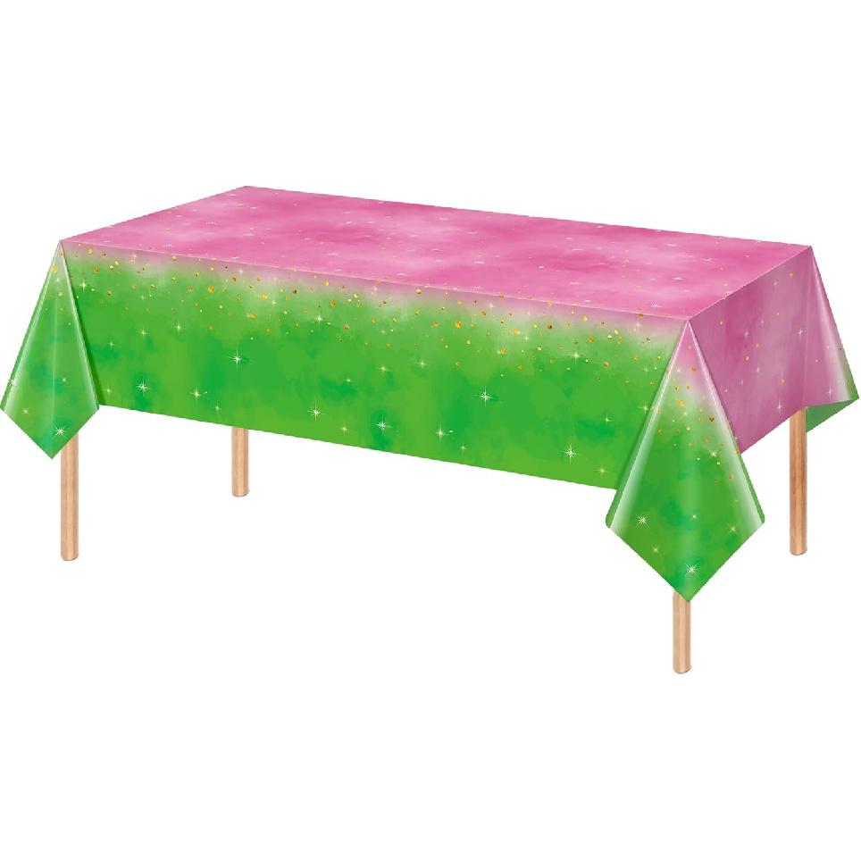 3pcs Witch Party Decorations Tablecloth,Pink and Green Disposable Rectangle Plastic Table Cloth,Witch Theme Table Cover for Kids Baby Shower Wedding 1pcs