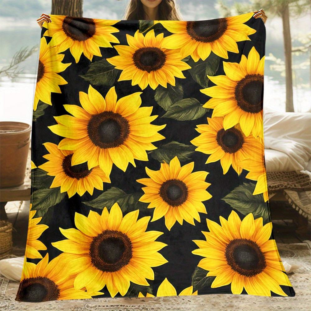 Sunshine Joy Flannel Throw Blanket Soft Sunflower Design All Season Cozy Comfort For Home Decor Gift