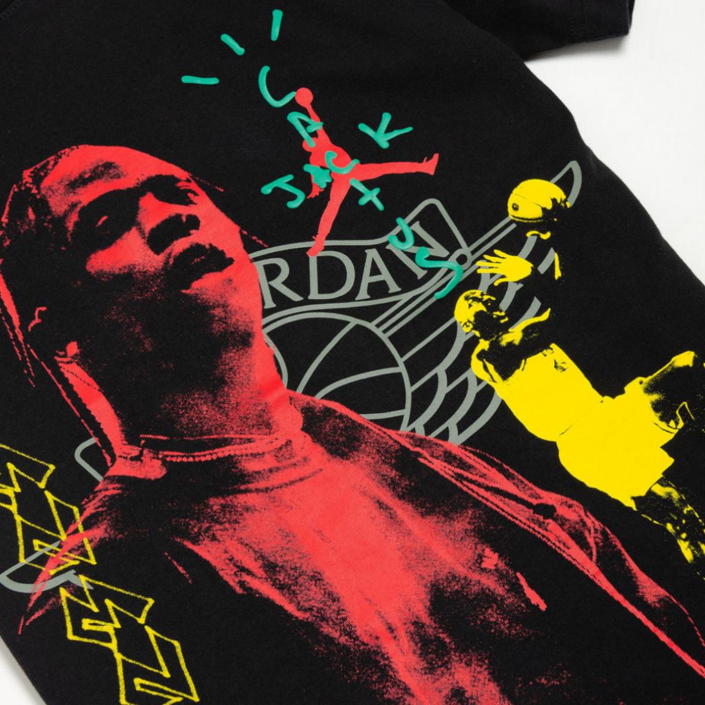 Tricou cu mânecă scurtă cu imprimeu de baschet Air Jordan X Travis Scott Cactus Jack Asia Edition Topuri pentru bărbați Negru CK4029-010