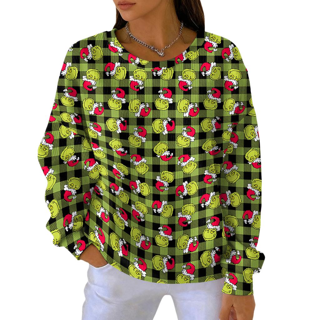 Women's Fashion Casual Gradient Christmas Print Pullover Sports Long-Sleeve Top