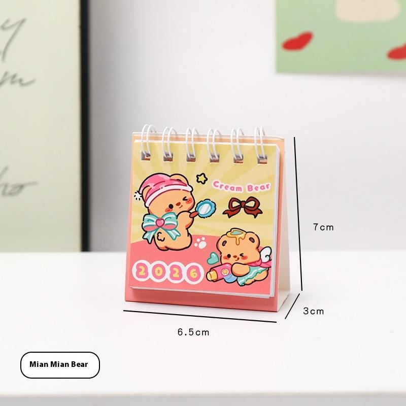 2026 Mini Simple Cute Cartoon Pattern Small Desk Calendar Pocket Portable Calendar Punch Plan Desktop Decoration