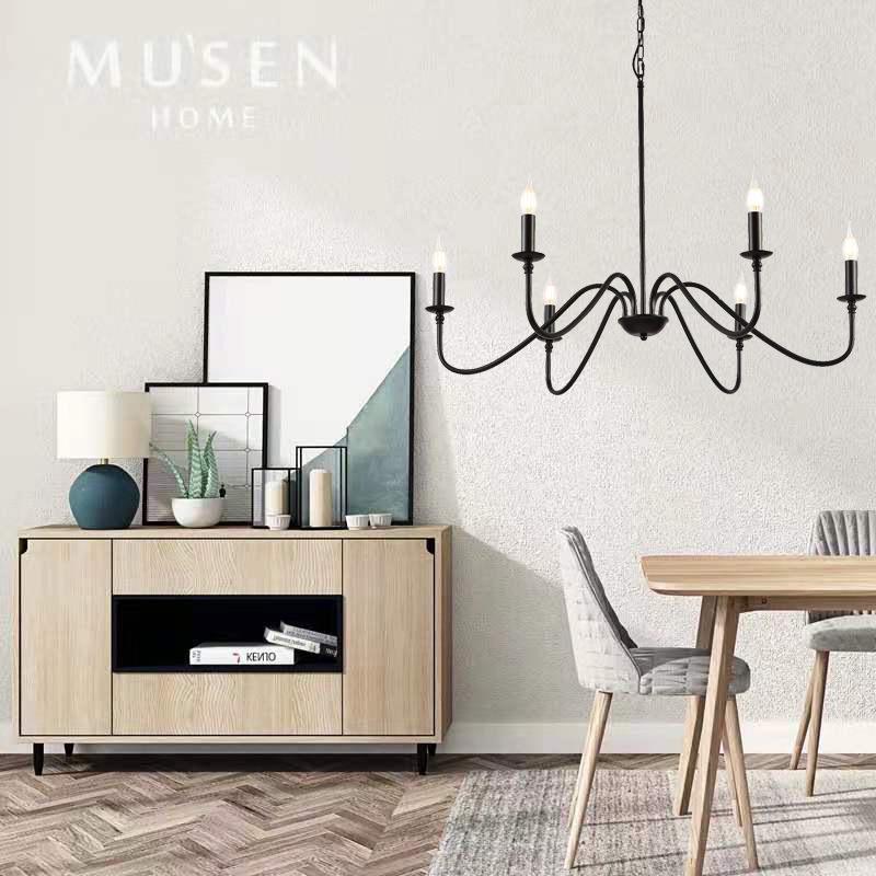 Modern Minimalist Iron Chandelier – Creative Living Room, Restaurant, Bedroom & Study Candle Light Lamp