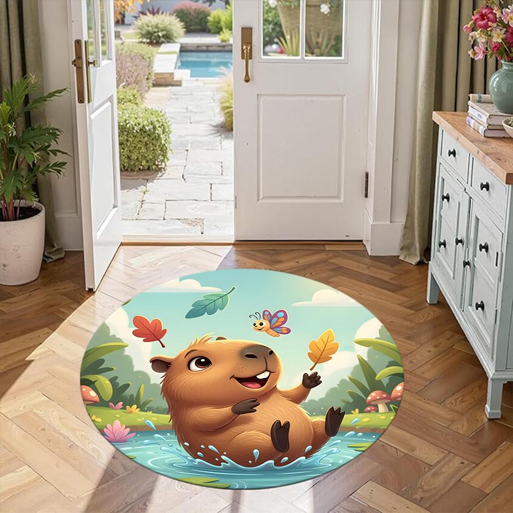 Capybara1 Round Area Rug Design for Kitchen Living Rooms Entryway Decorate room Antislip Round Carpet Office home decor Wedding Party Gift