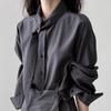 Scarf Collar Women's Shirt Spring Loose Solid Color Single Breasted Long Sleeved Woman Shirts Korean Style Casual Versatile Ladies Top
