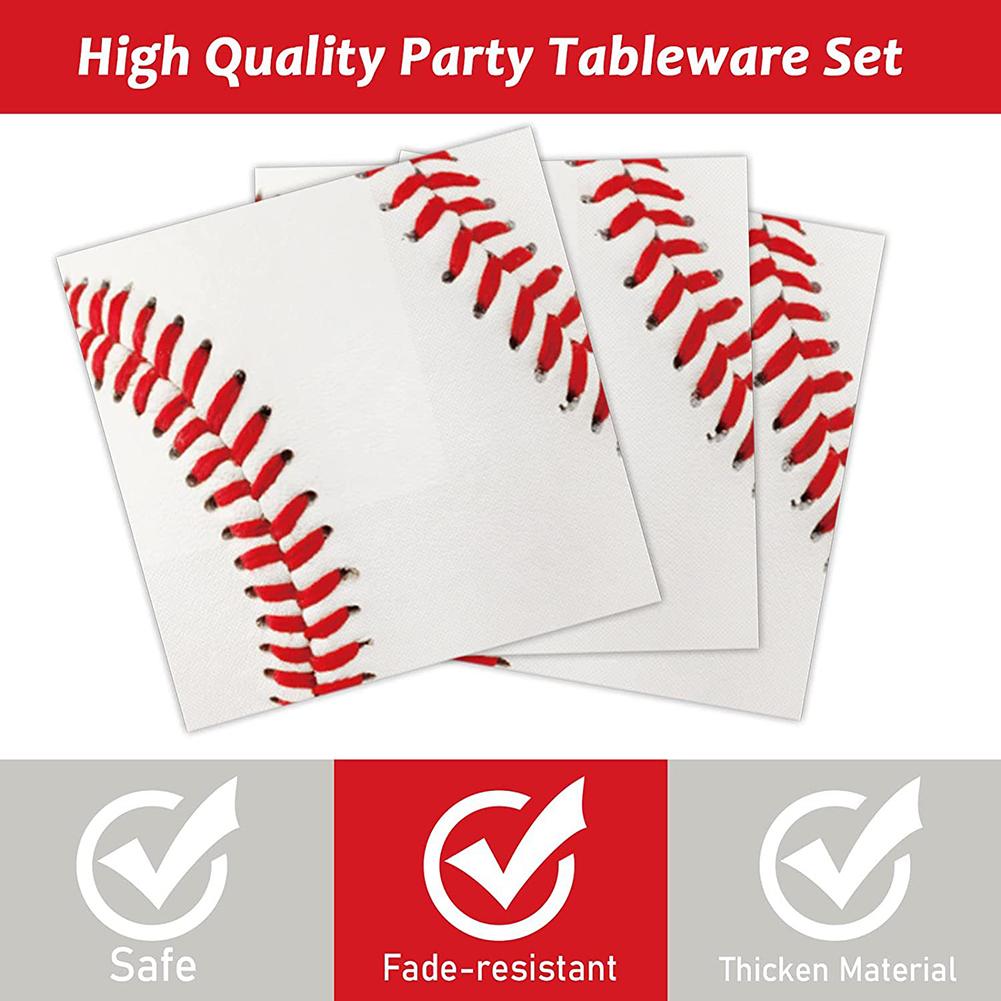 96 Stück Baseball Party Produkte Set Pappteller Serviette Baseball Festival DIY Dekoration Partyartikel für Weihnachten Halloween