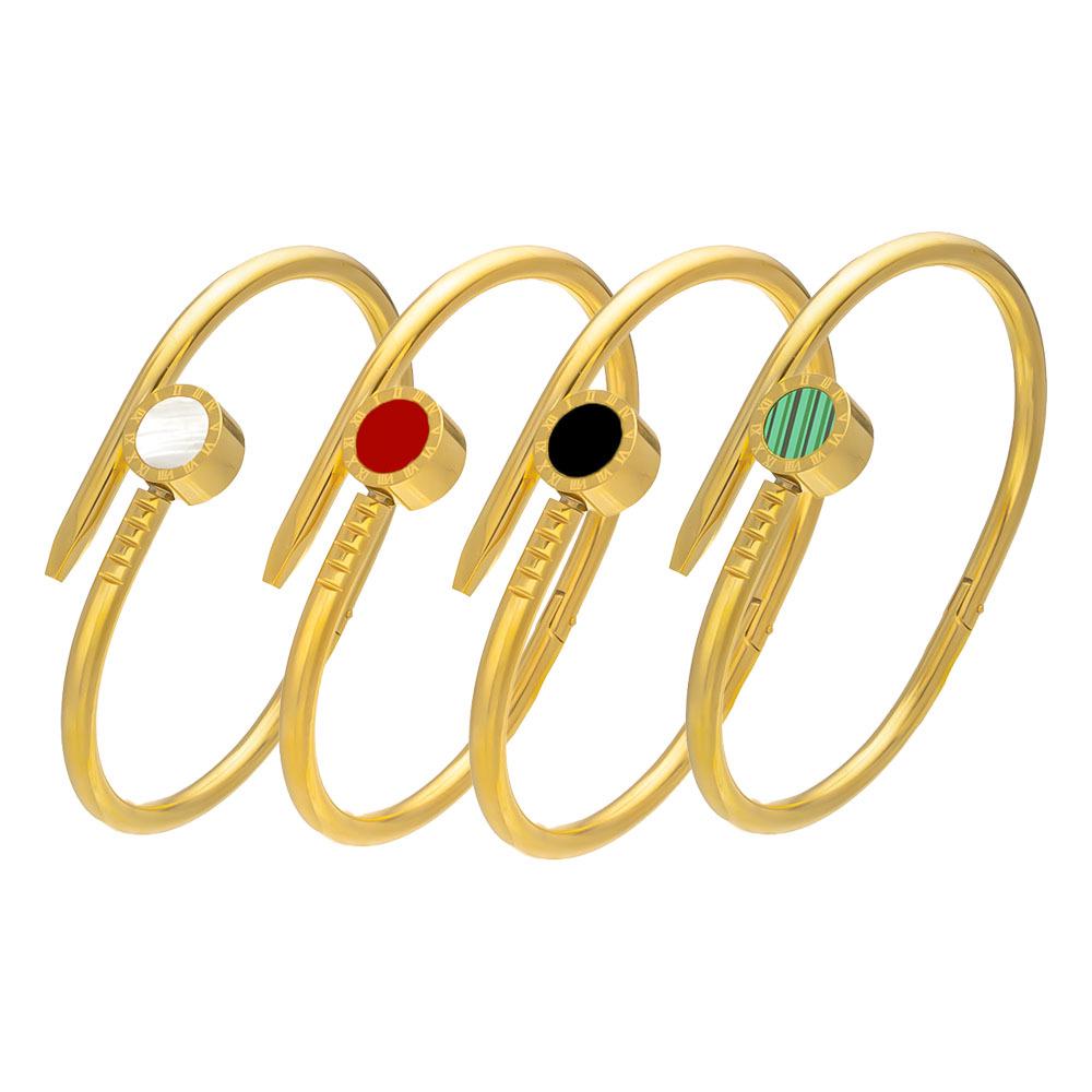 Roman Numeral Inlaid Stainless Steel Stone Bracelet - High-End Fashion Design