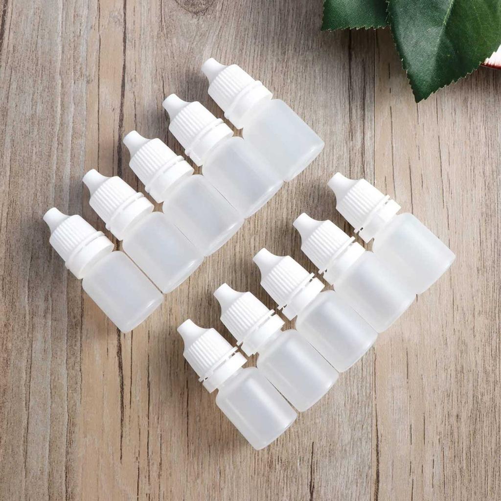 50pcs Plastic Squeezable Eye Liquid Dropper Bottles with Childproof Cap 10ML