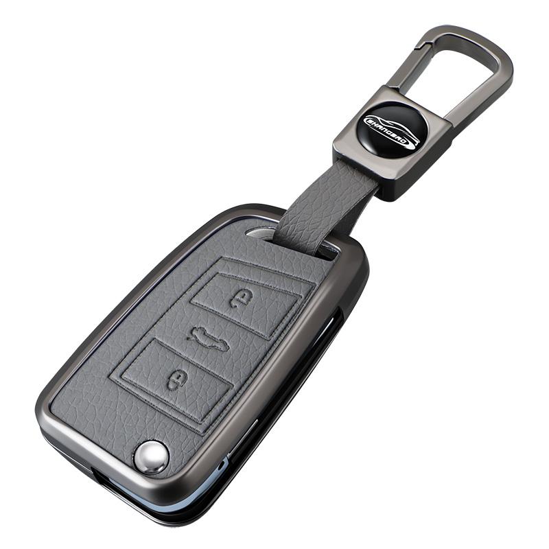 Metal Genuine Leather Auto Key Fob Cover Case Fit For Vw Volkswagen Golf 7 Mk7 Tiguan Mk2 Fit For Seat Ateca Leon Fr 2 Ibiza Skoda Octavia Kodiaq