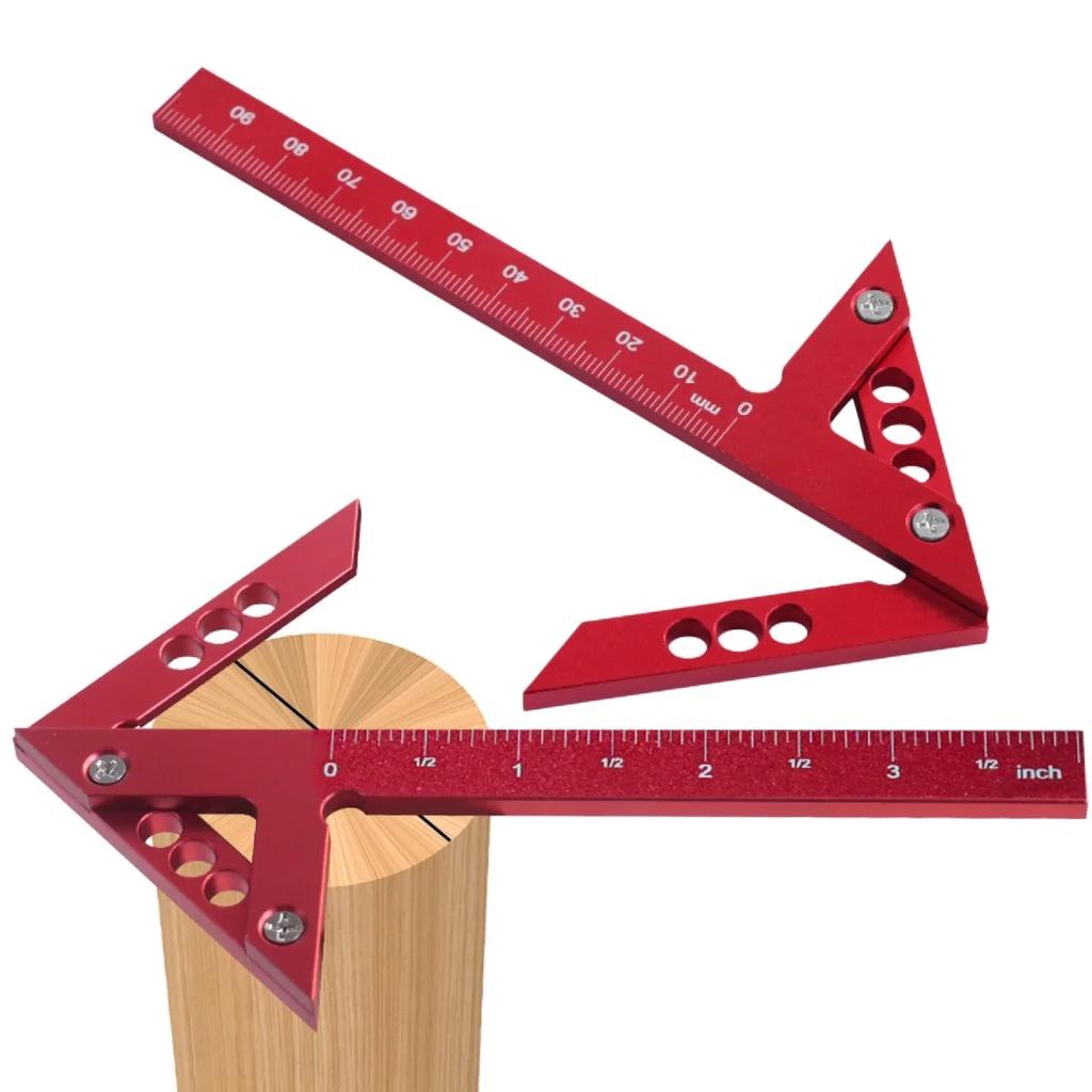 Woodworking Circle Center Scribe 45/90° Center Measuring Tool Line Gauges Aluminum Center Scribe Carpenter Ruler Measuring Tool