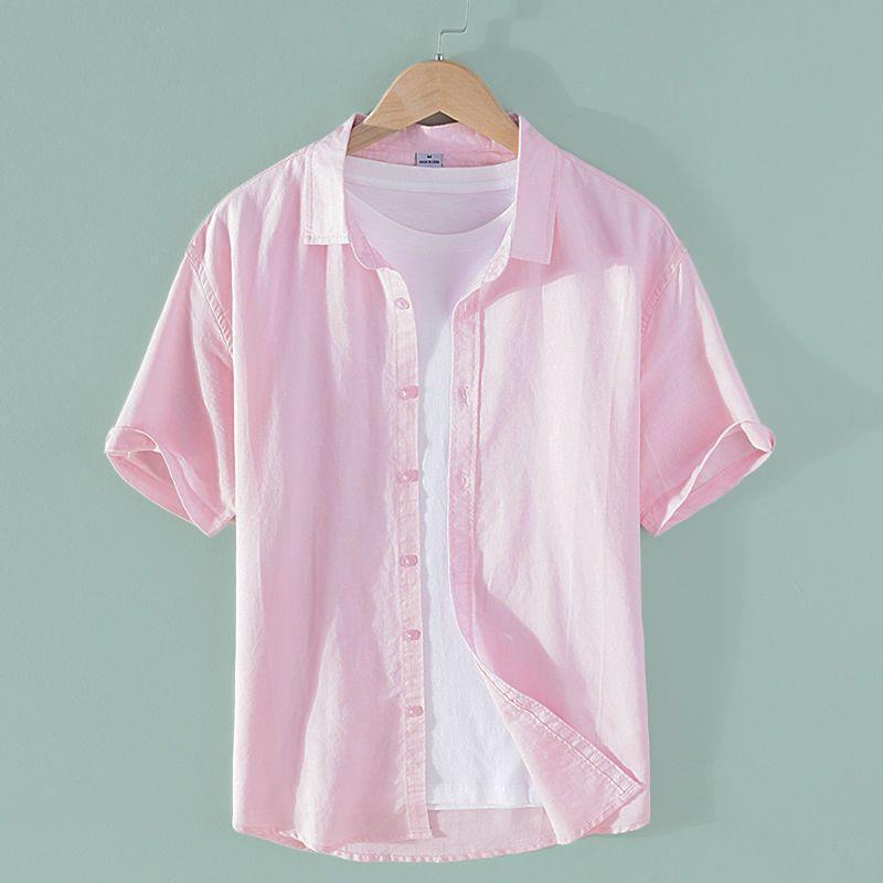 Men's Breathable Linen Shirt - Short Sleeve Casual Summer Top & Long Sleeve White Cotton Option