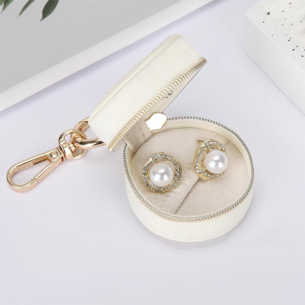 Mini Storage Case With Keychain Necklace Ring Jewelry Box Portable Jewelry Storage Bag  Women